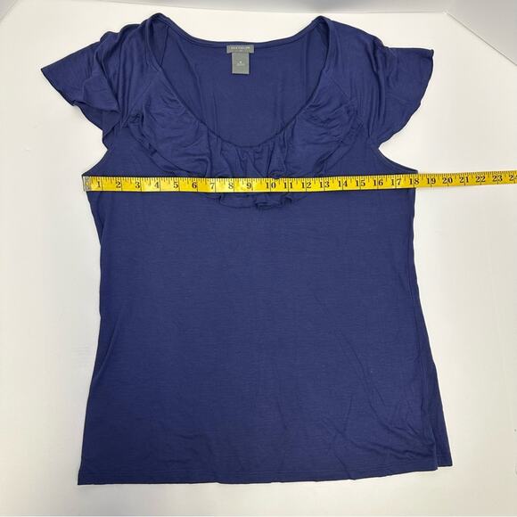 PRICED TO SELL!!  Ann Taylor Blue Ruffle Neckline Top - Size Medium - Picture 7 of 11